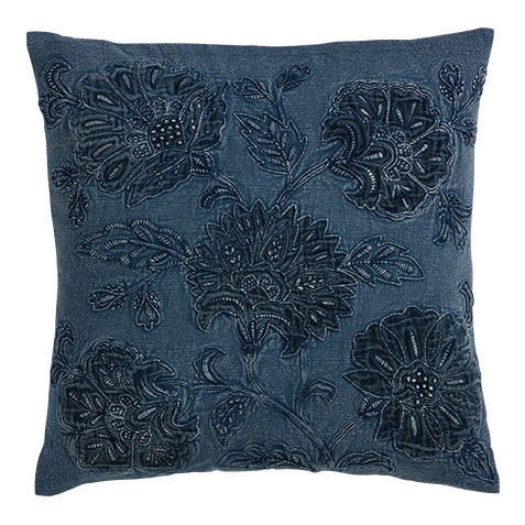 Overdyed Blue Floral Pillow image