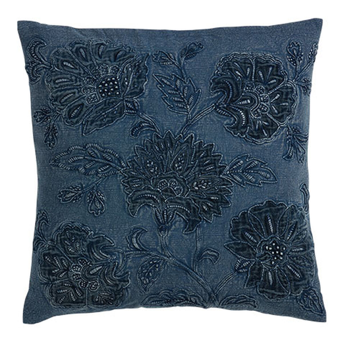 Overdyed Blue Floral Pillow