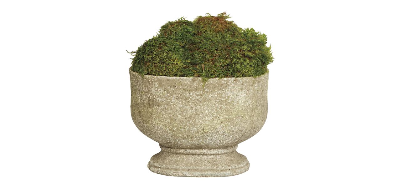 Moss Oval Stone Planter Fake Moss | Cachepot | Ethan Allen