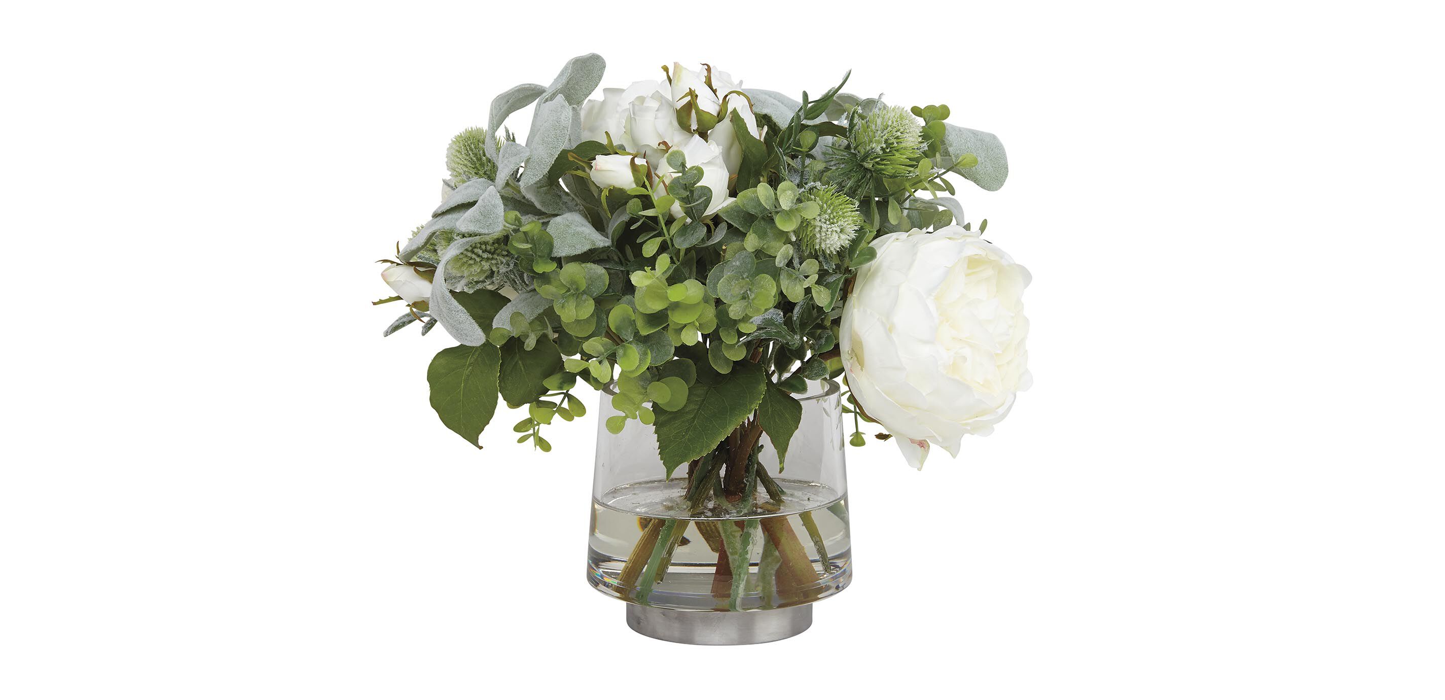 Rose Thistle Mix in Glass Vase_1