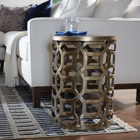 Bennie Pierced Brass Stool Product Tile Hover Image 421700