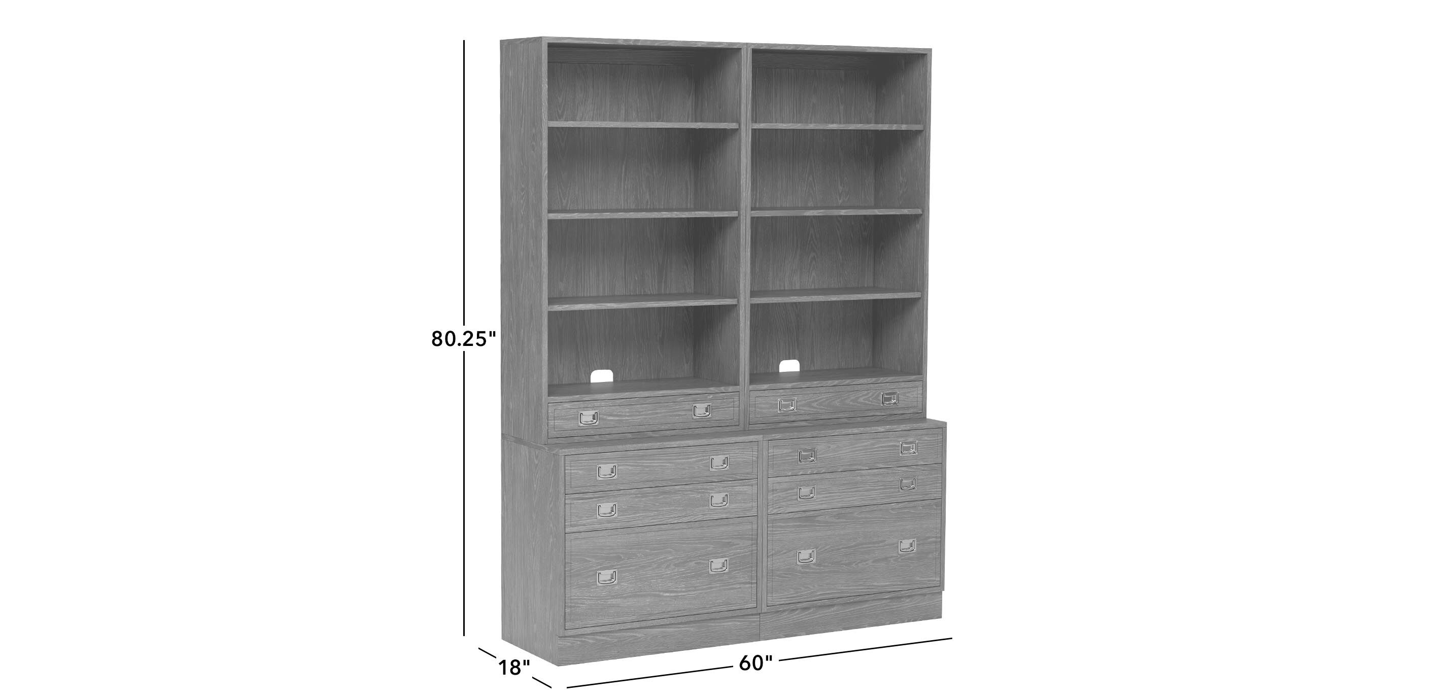 Callum Double Bookcase with File Cabinet_1