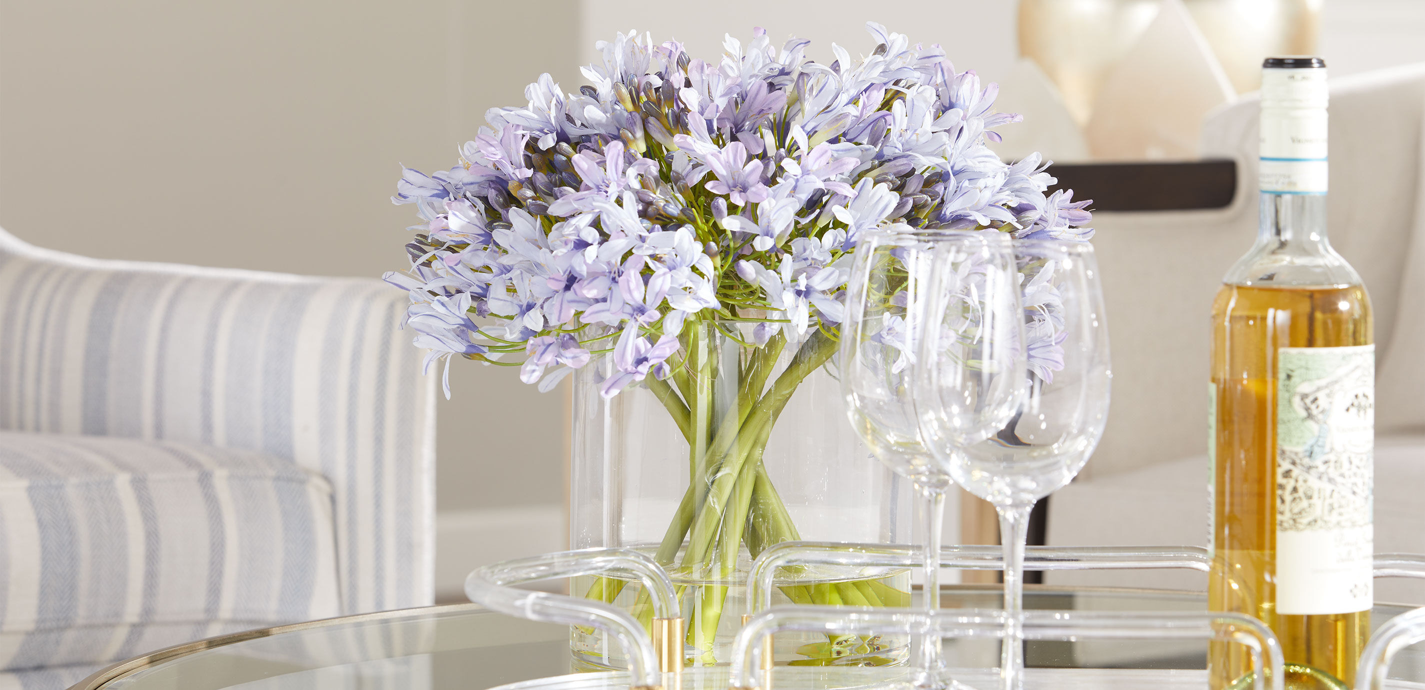 Blue Agapanthus Bouquet in Cylinder Vase_5