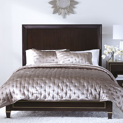 Washed Taupe Silk Coverlet and Shams image