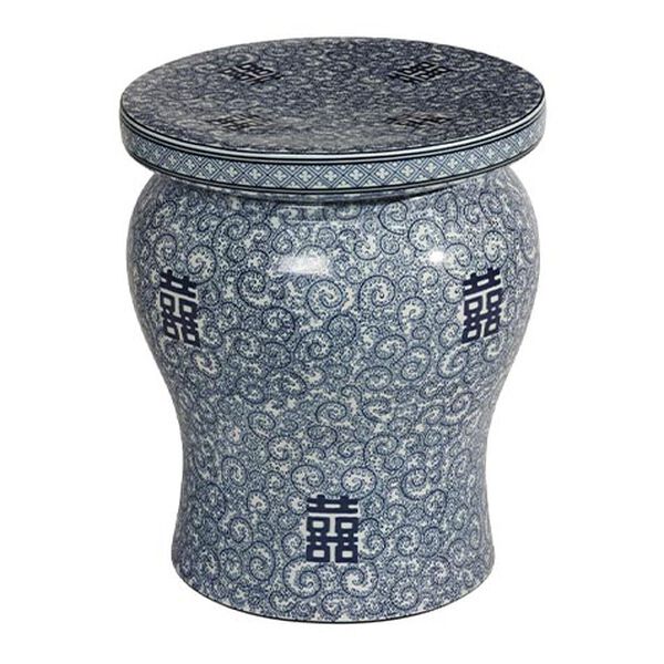 Blue and White Garden Stool
