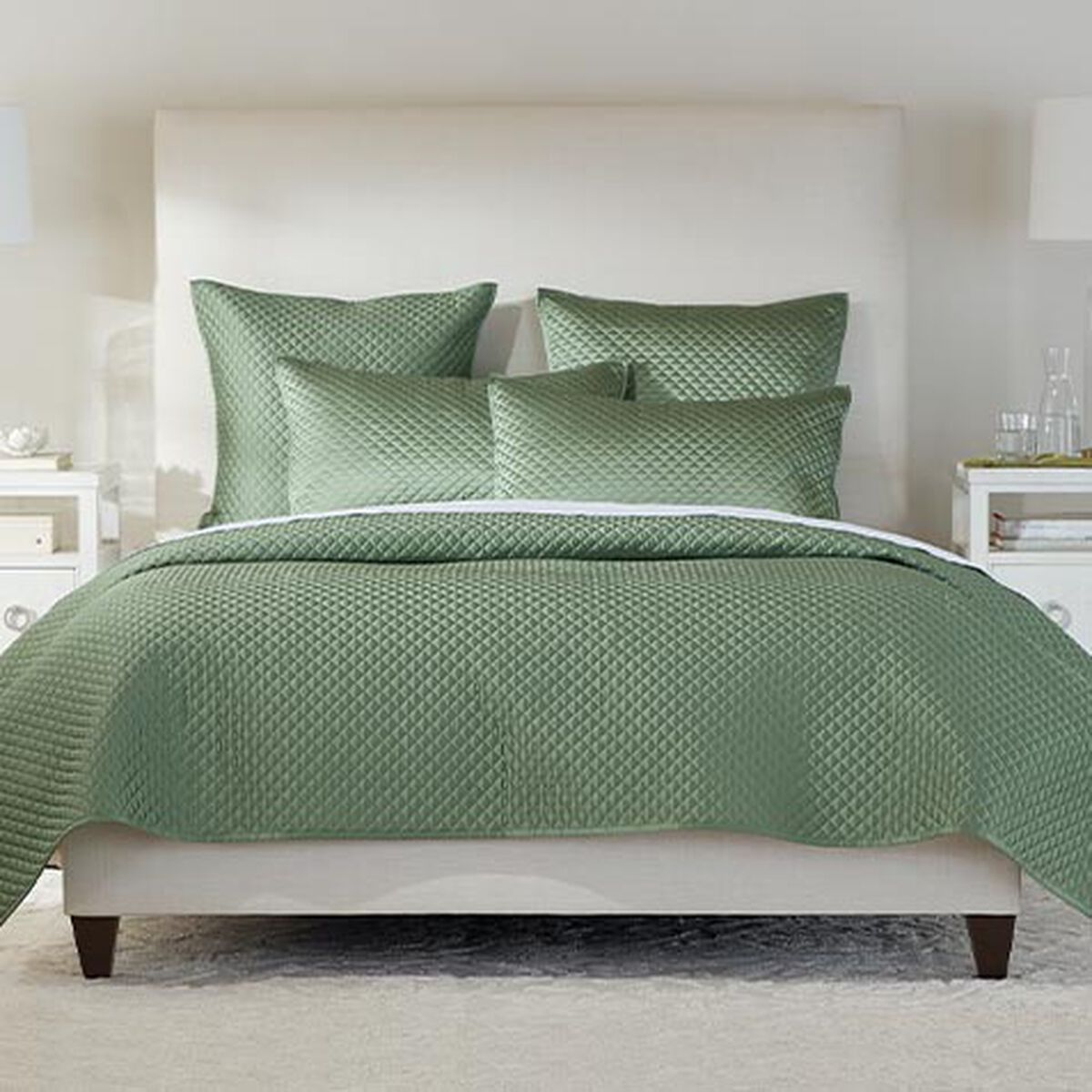 Salena Quilted Coverlet and Shams Set, Sage