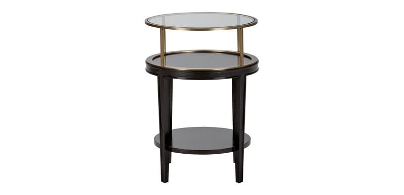 Odin Metal And Wood Round Accent Table, Ethan Allen Round Accent Table