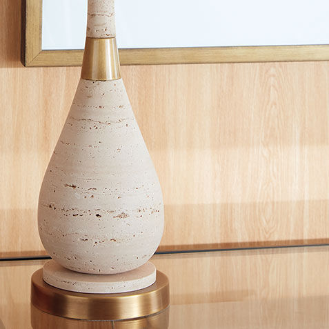 Gil Travertine Table Lamp Product Tile Hover Image 096194   WHT