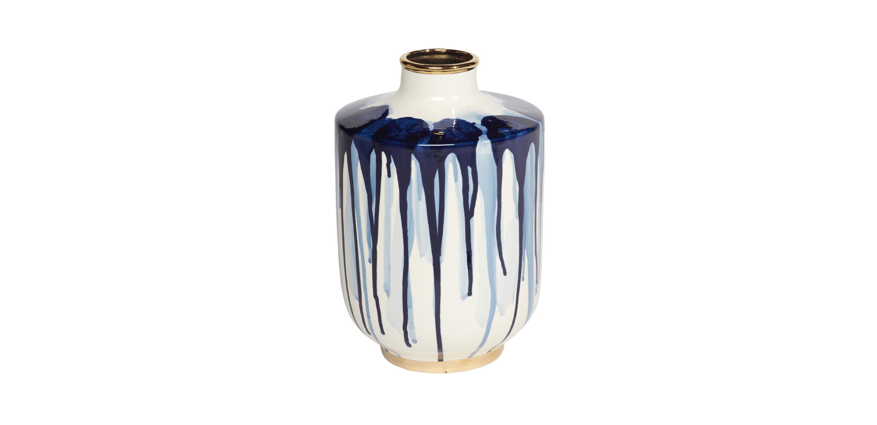 Danya Blue Ceramic Drip Vase_1