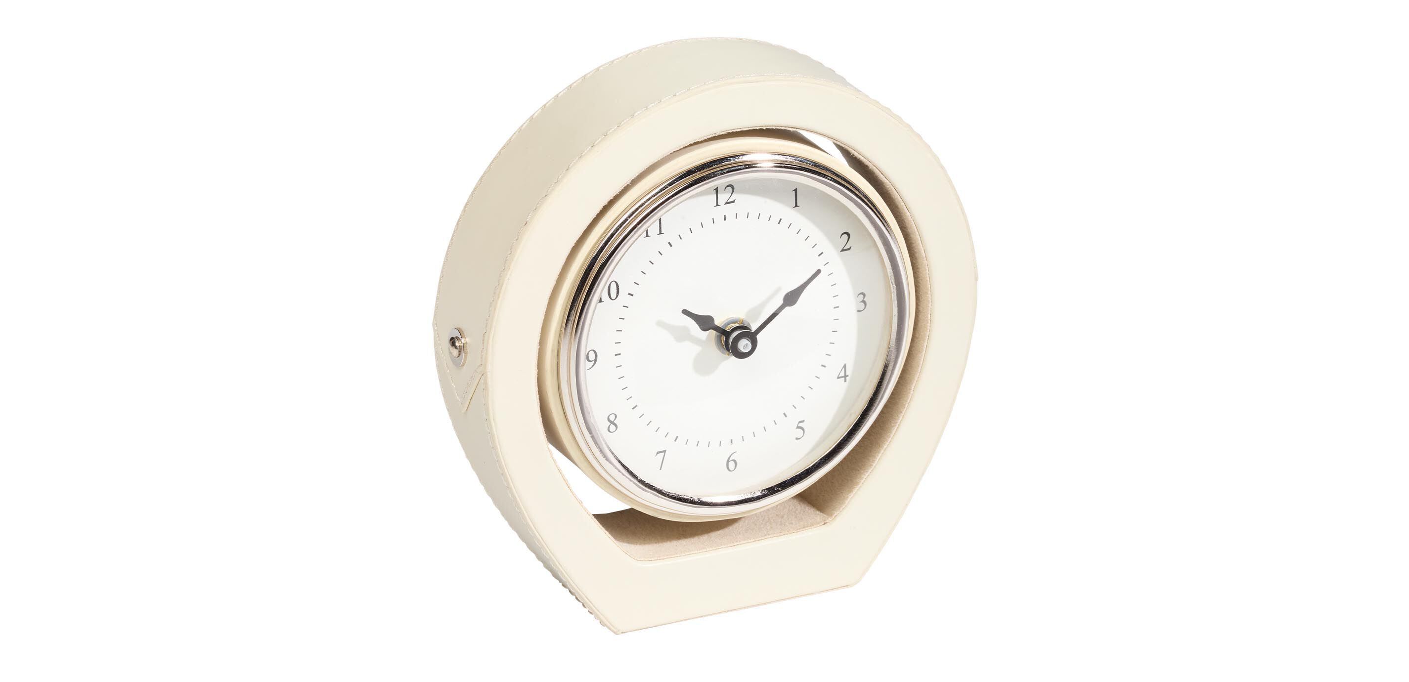 Ivory Leather Desk Clock_1