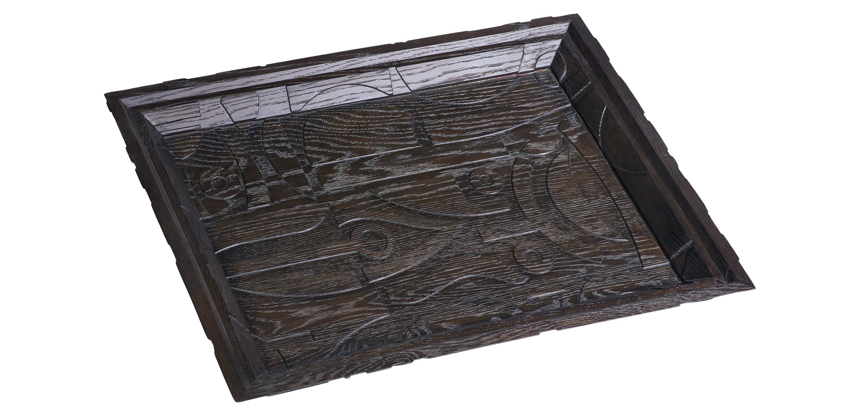 Carved Dark Wood Tray