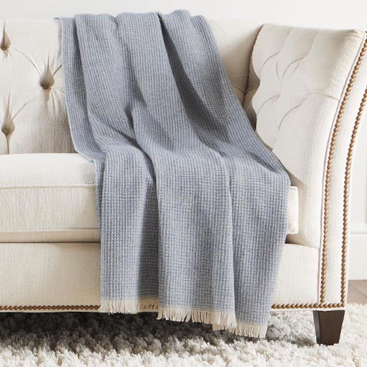 Rossi Waffle-Knit Wool Throw