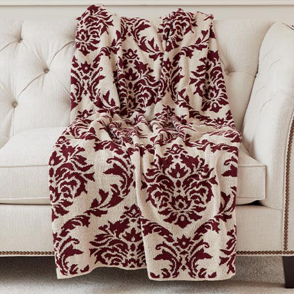 Recycled Cotton Damask Throw