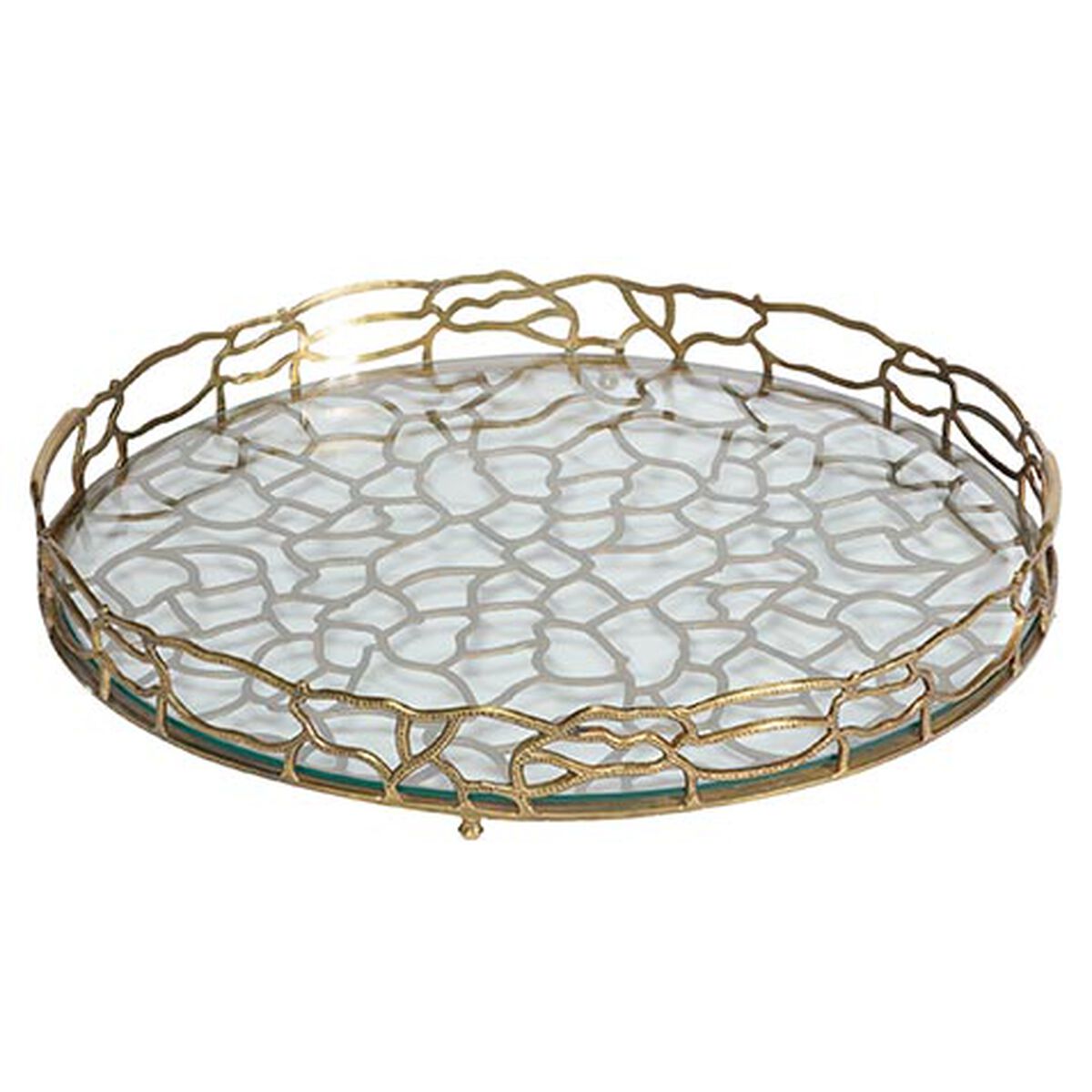 Round Brass Coral Tray