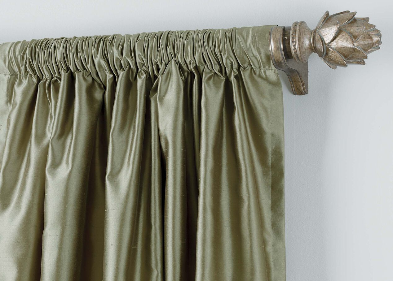 Celadon Satin Dupioni RodPocket Panel Drapery Panels Ethan Allen