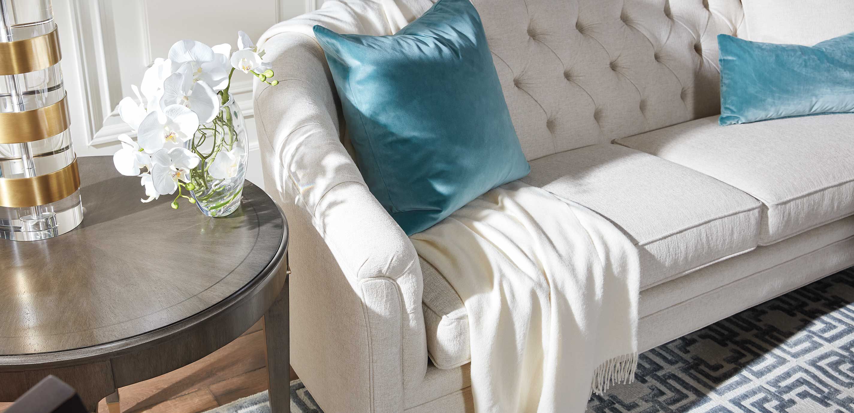 Nathalie BarrelBack Sofa Art Deco Sofa Ethan Allen