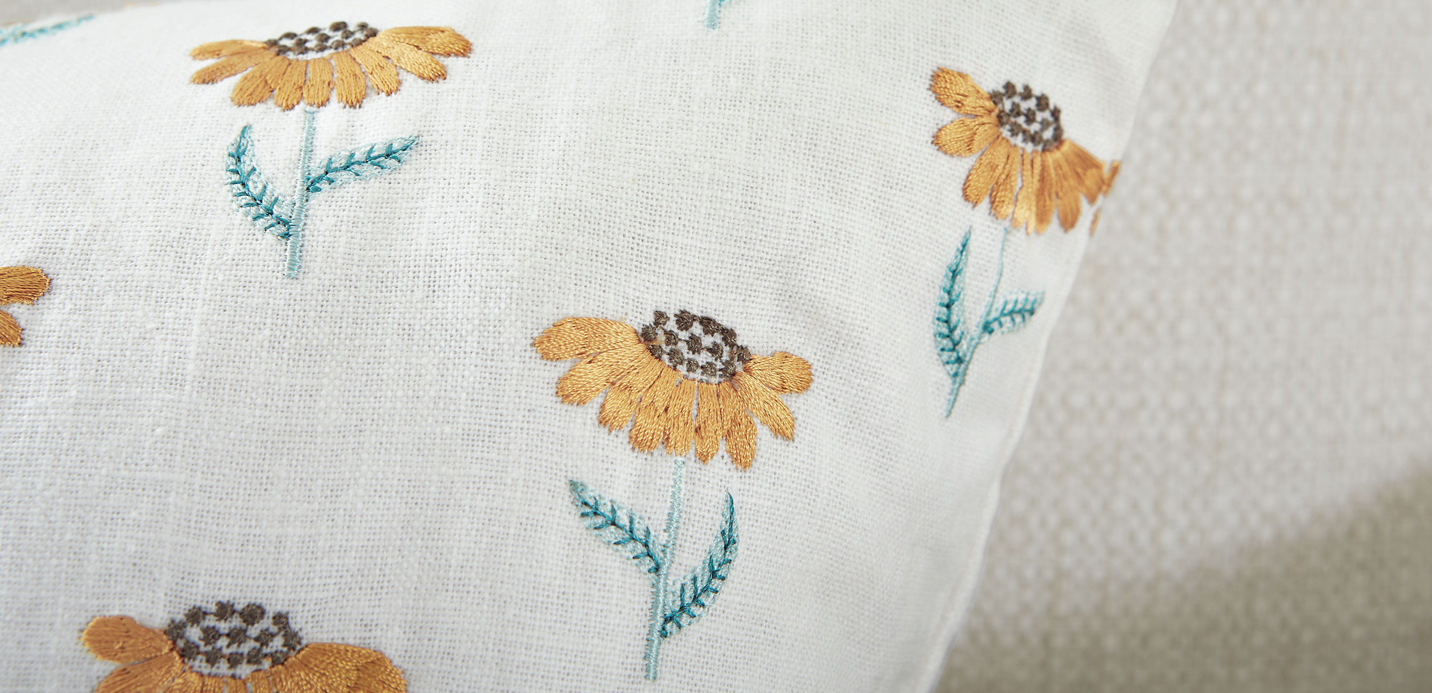 Embroidered Mini Sunflower Lumbar Pillow_2