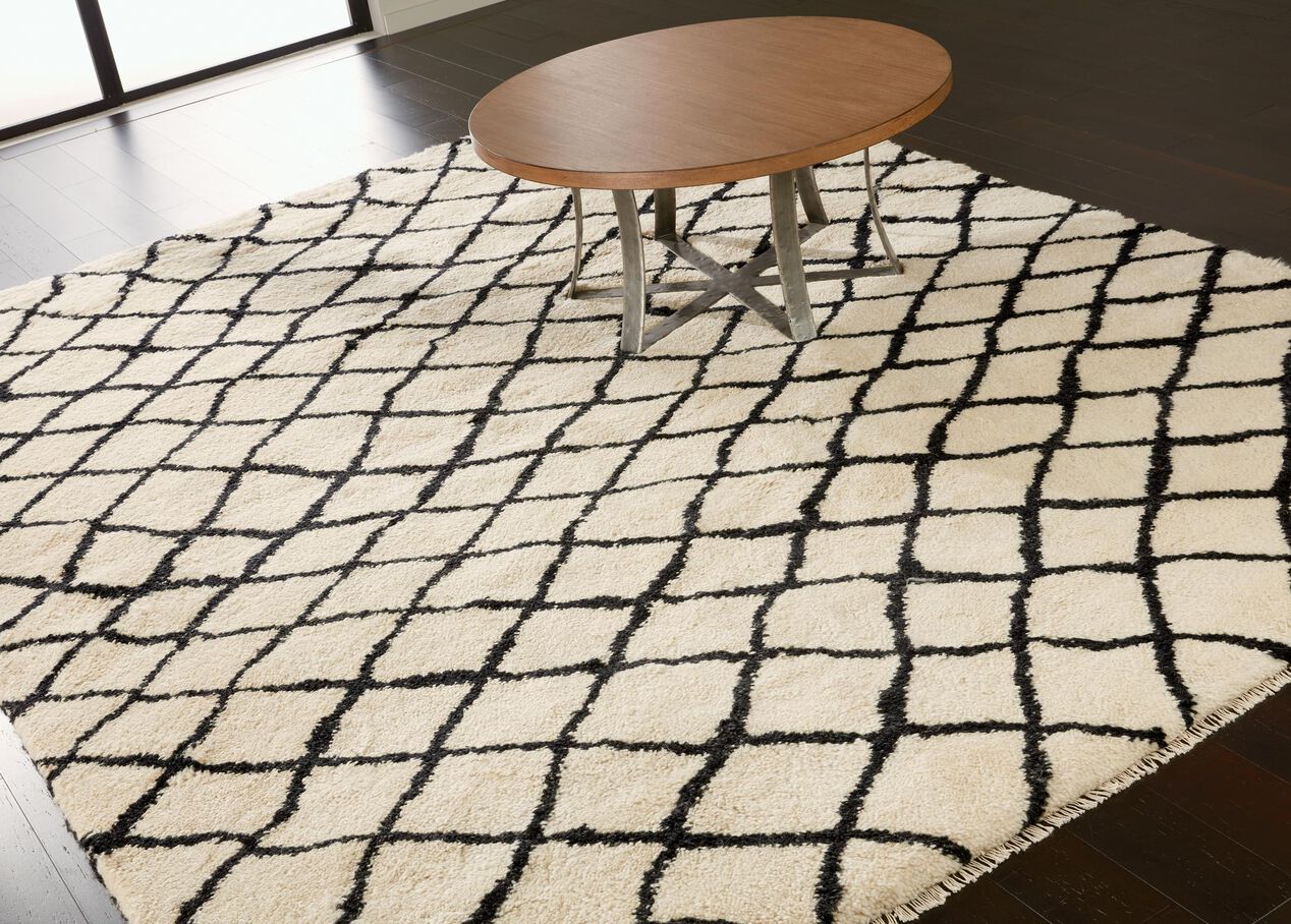 Coaxial Rug, Ivory/Black Geometric & Striped Rugs Ethan Allen