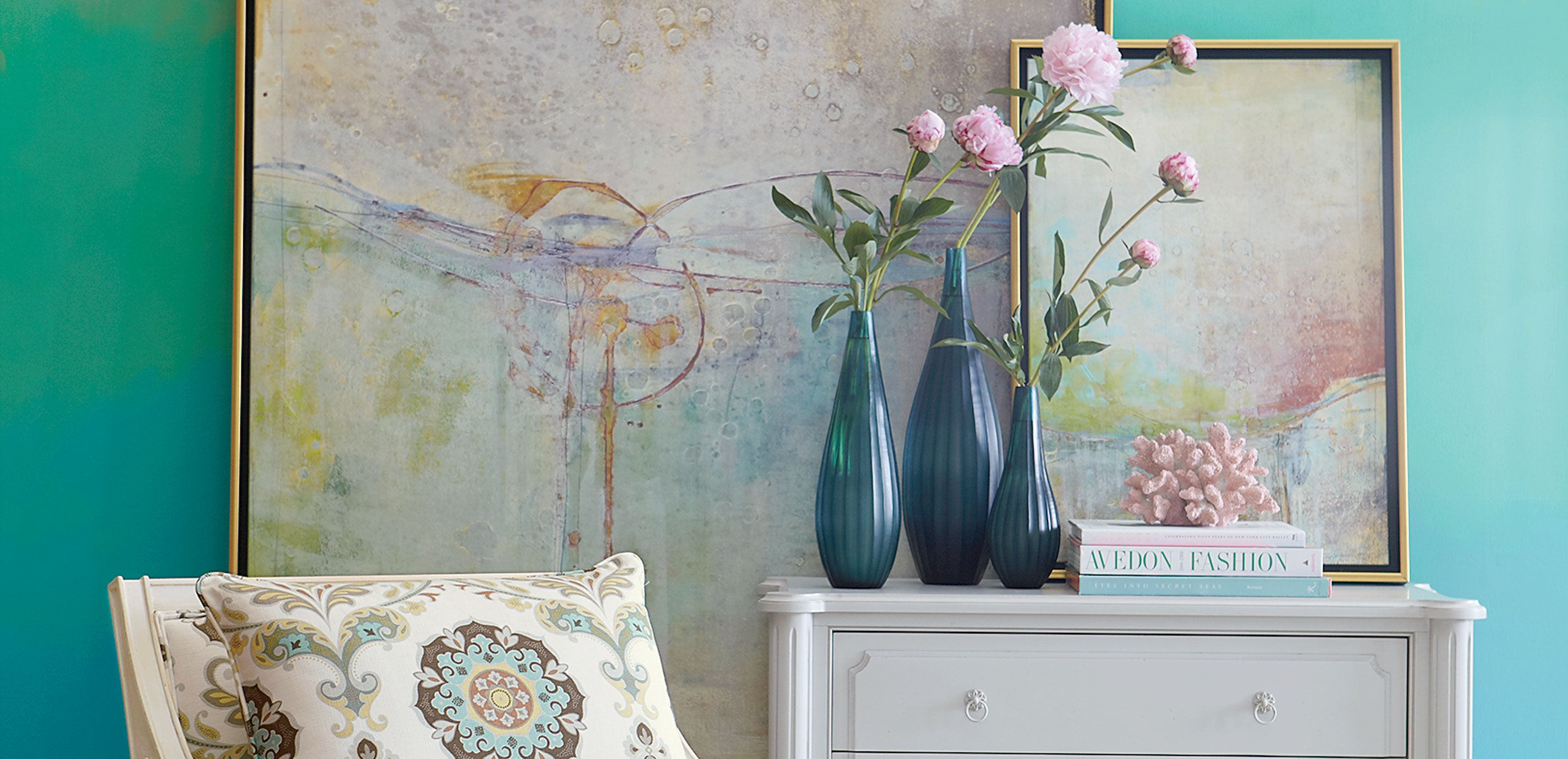 Small Teal Ribbed Vase_7