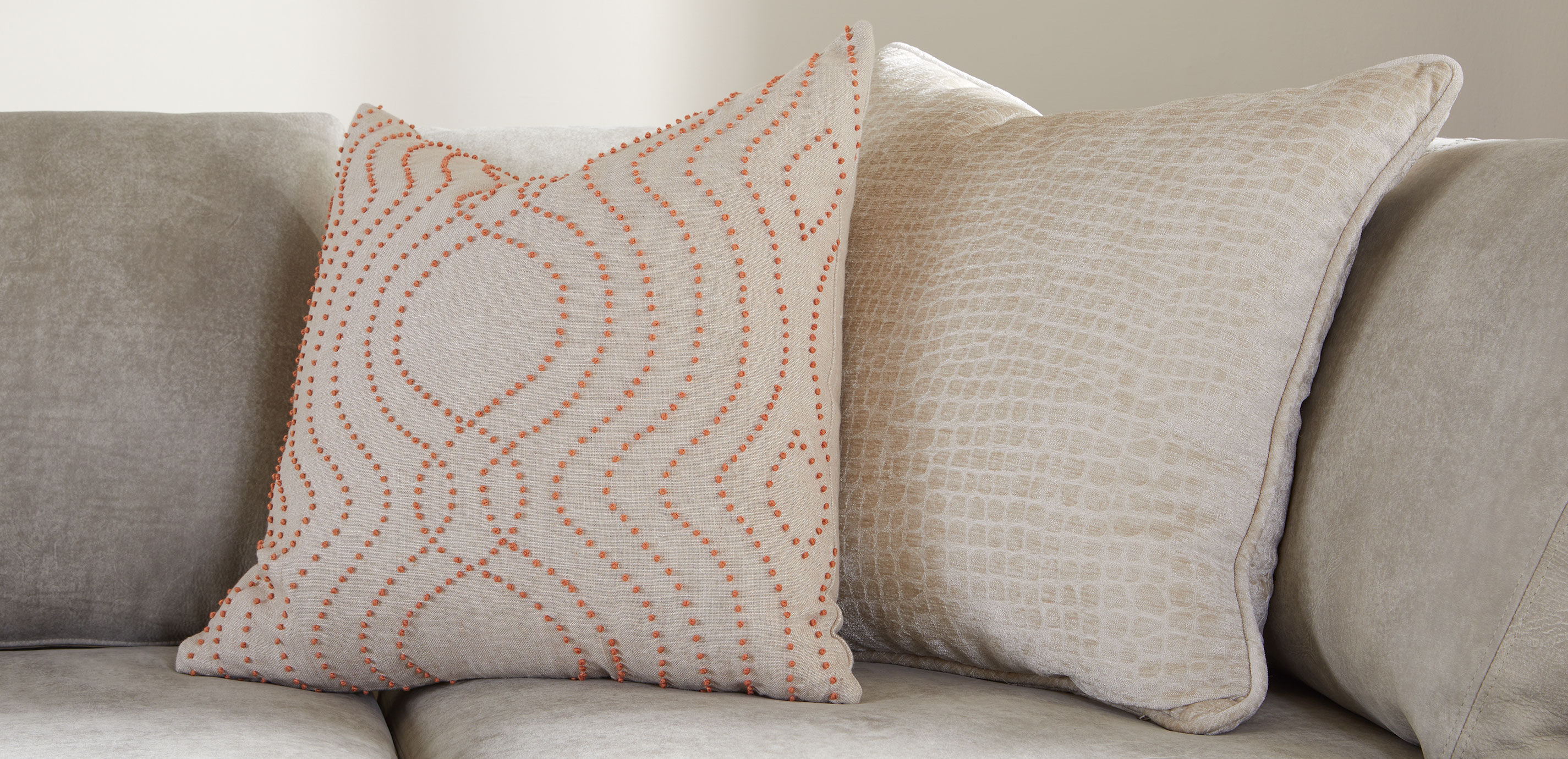 Taupe online velvet pillow