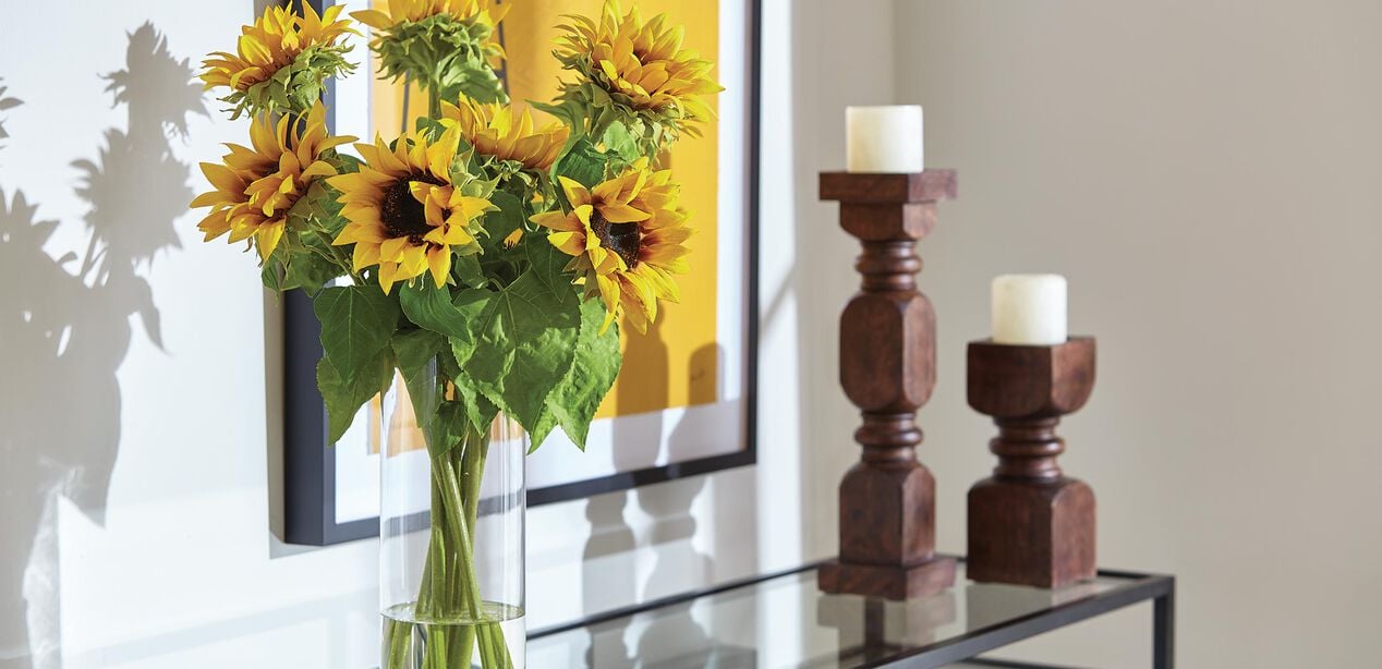 Sunflowers In Tall Vase Faux Sunflowers In Vase Ethan Allen