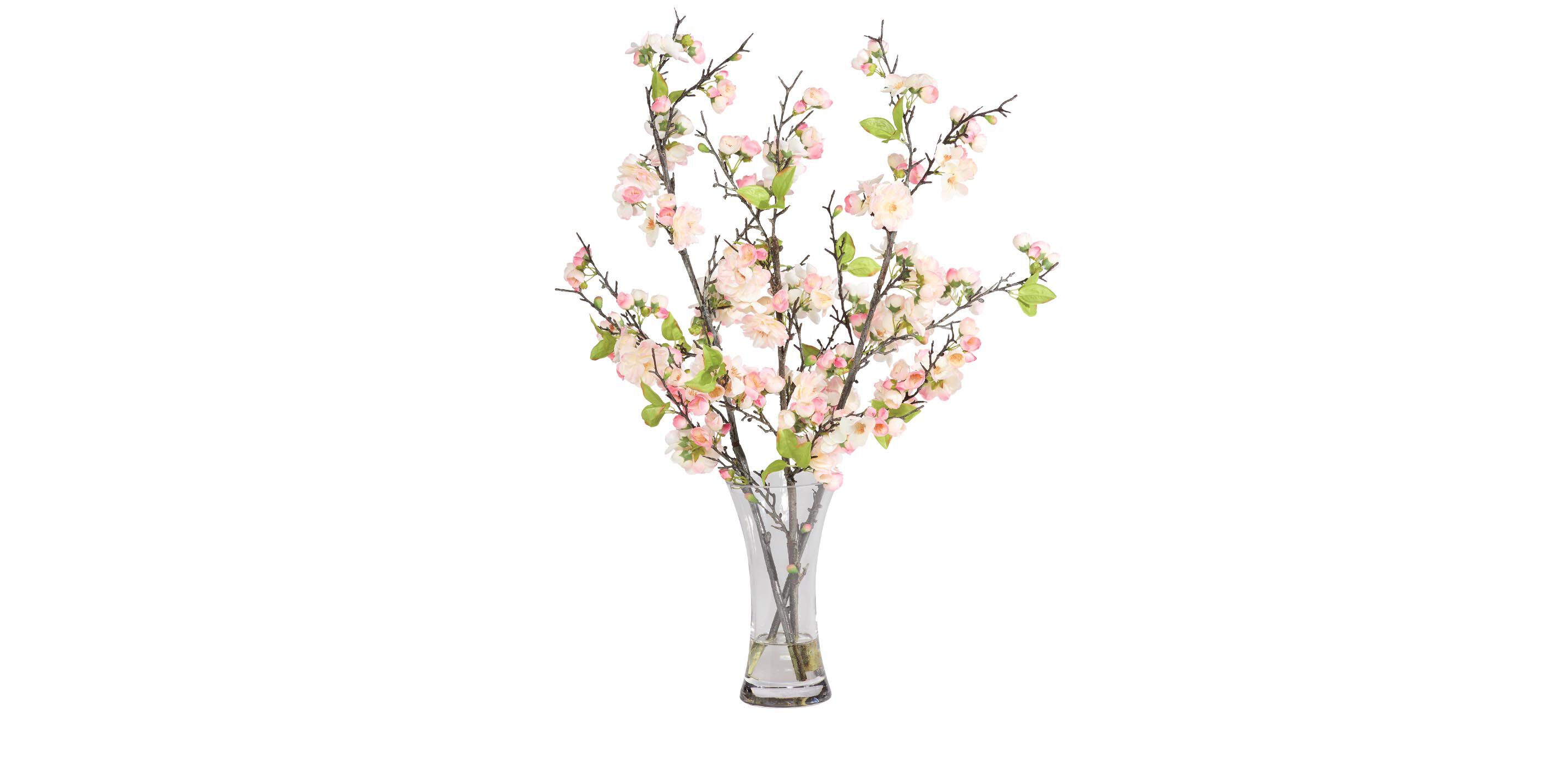 Pink Cherry Blossom Arrangement in Hourglass Vase_1
