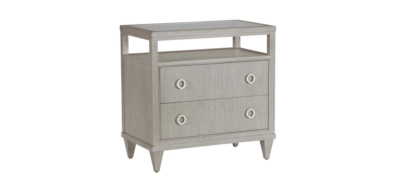 Heston Oak GlassTop Night Table Oak Night Stand Ethan Allen