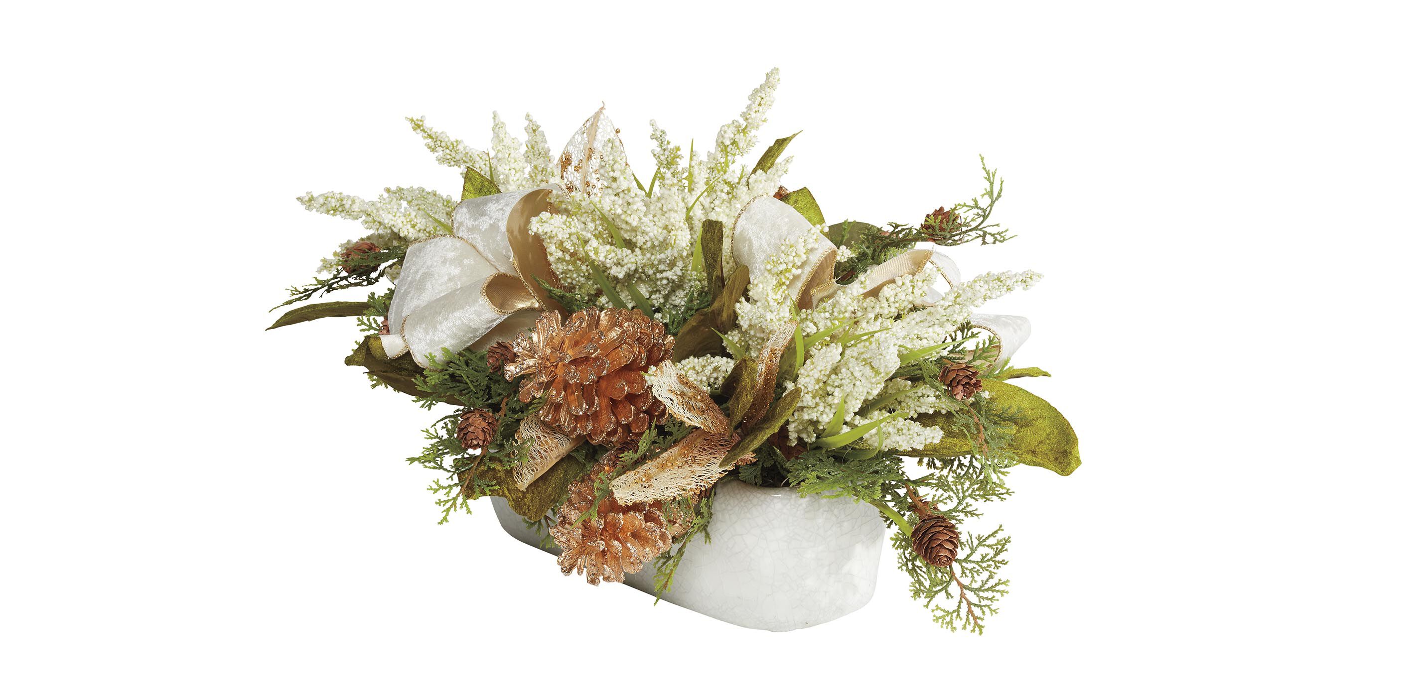 Small Holiday Centerpiece in White Pot_3