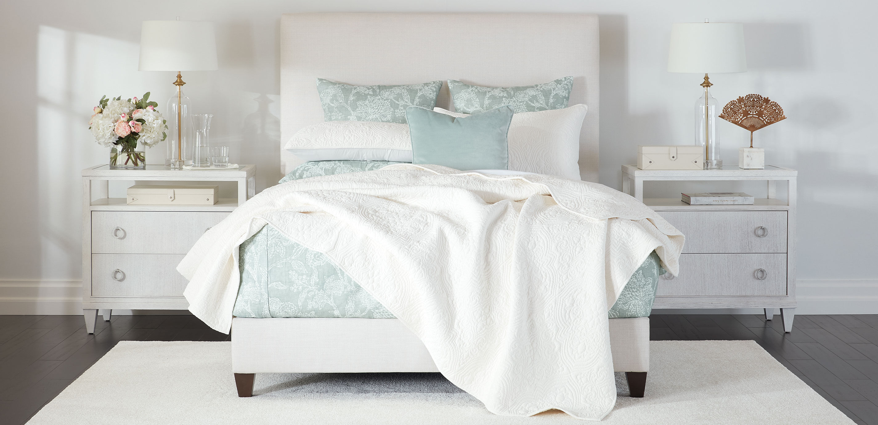 Floral Jacquard Euro Sham, Aqua_2