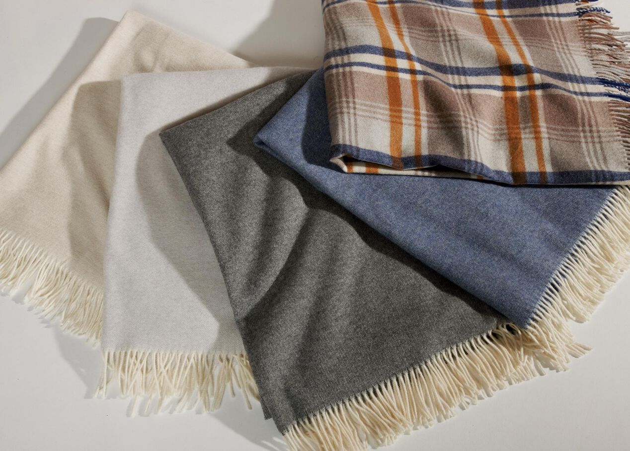 Merino Wool Throw, Mist Grey Throws Ethan Allen