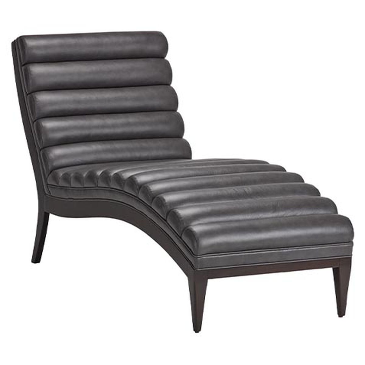Hendrik Channel-Tufted Leather Chaise
