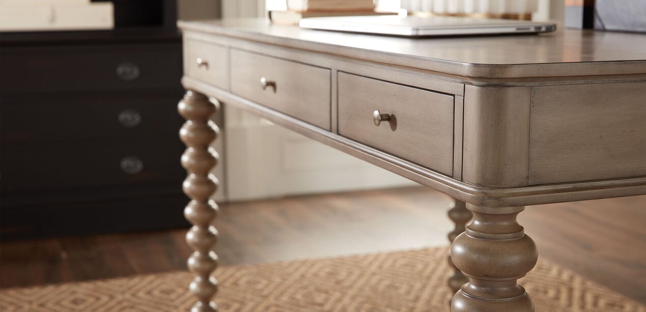 Custom Rounded--Corner Wooden Home Office Desk | Ethan Allen