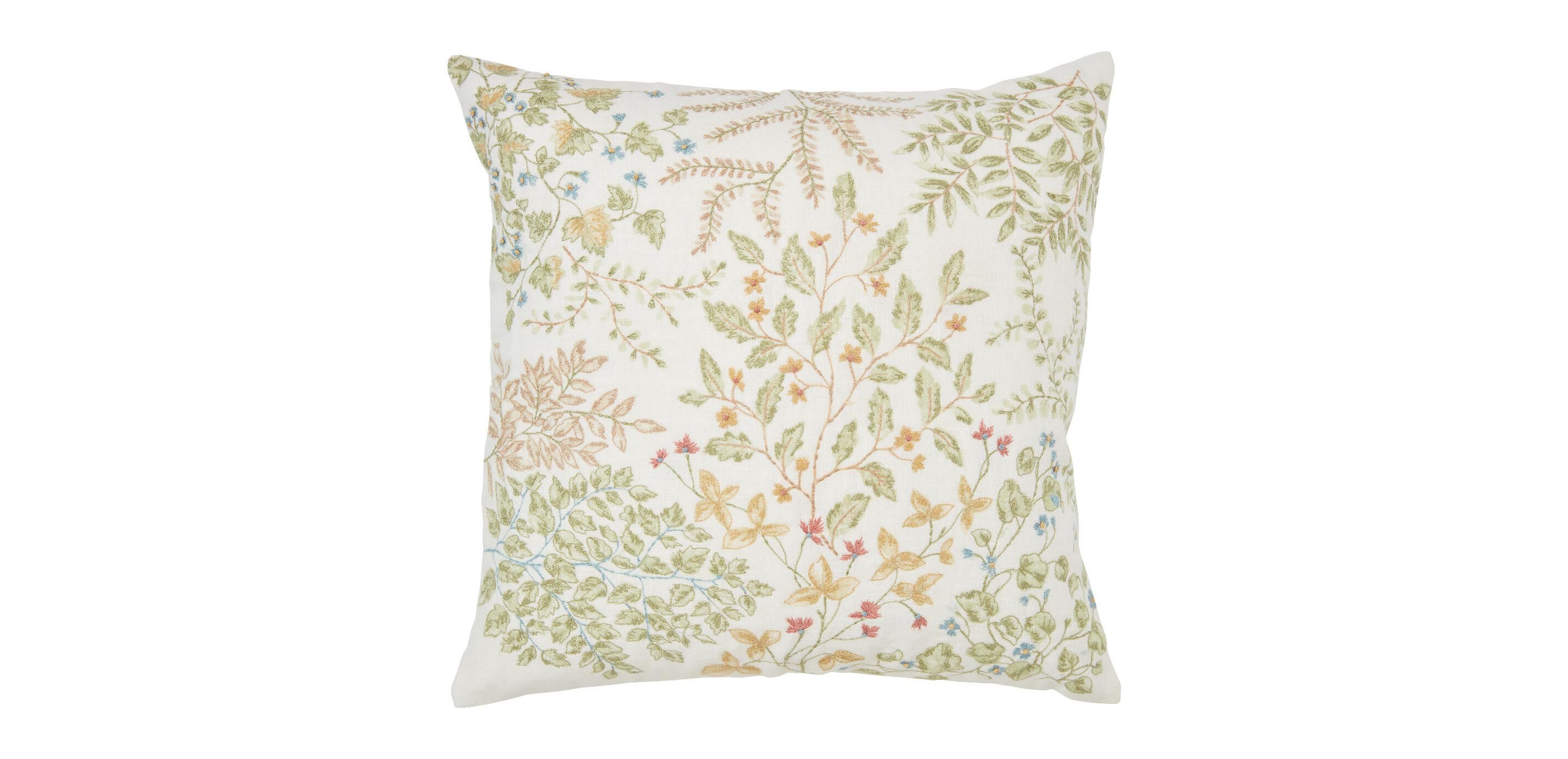Sketchbook Floral Embroidered Pillow