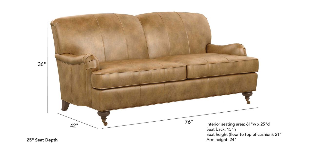Oxford Small Leather Sofa Ethan Allen, Small Leather Couches