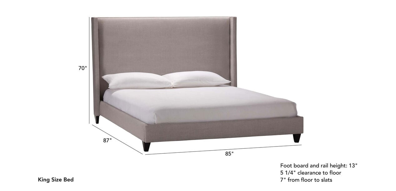 Colton Upholstered Bed With Tall, King Size Bed Frame With Headboard Dimensions
