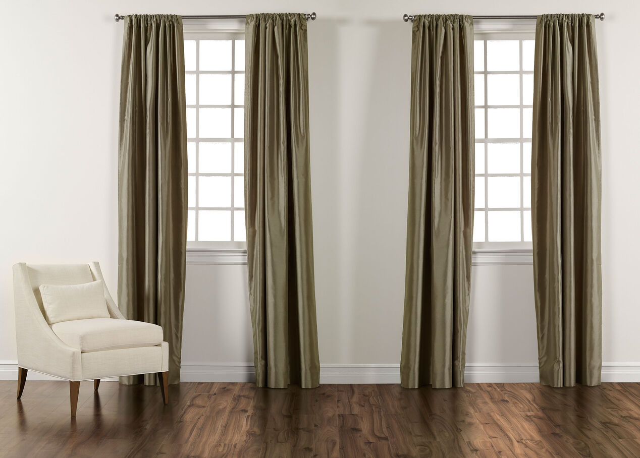 Celadon Satin Dupioni RodPocket Panel Drapery Panels Ethan Allen