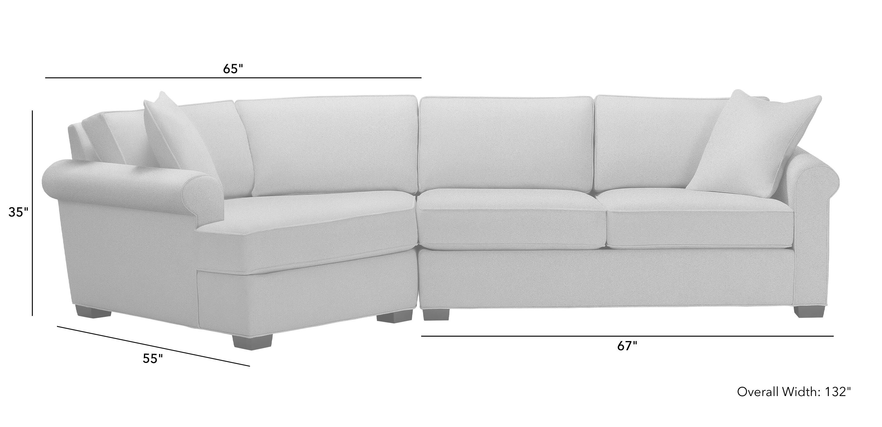 Spencer Roll-Arm Two-Piece Sectional with Square Cuddle Chaise