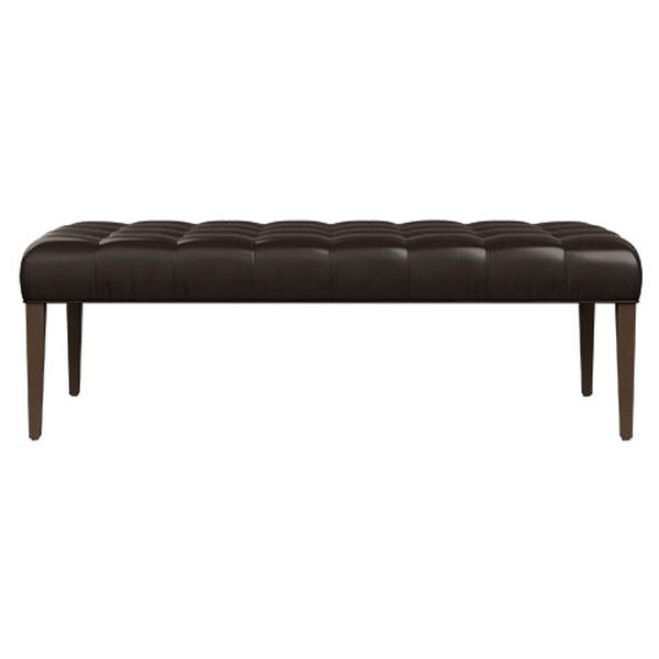 Harbor Leather Wood-Base Cocktail Bench