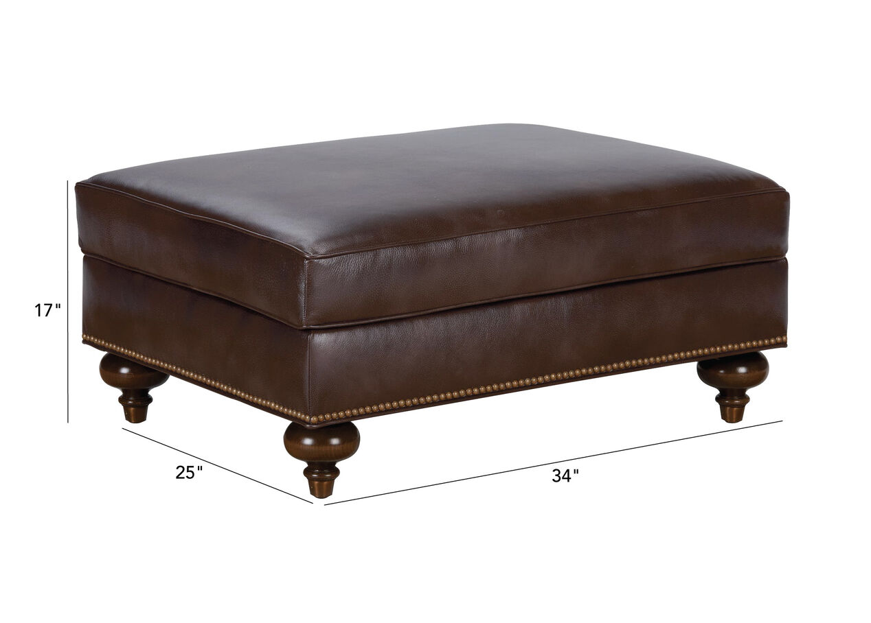 Mansfield Leather Ottoman Ottomans & Benches Ethan Allen