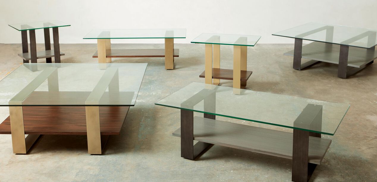 Rosemoor Contemporary Glass Top End, Rectangle Glass Top End Table