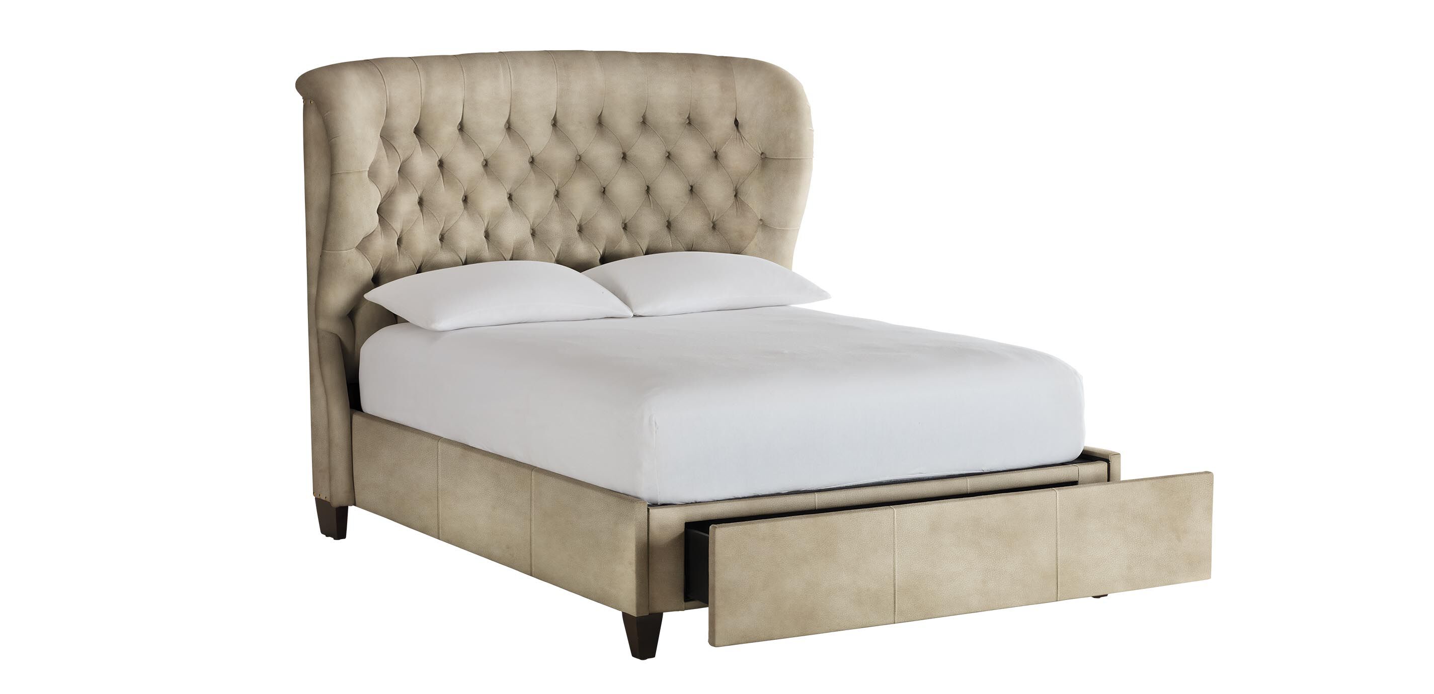 Woolson Leather Tufted Storage Bed