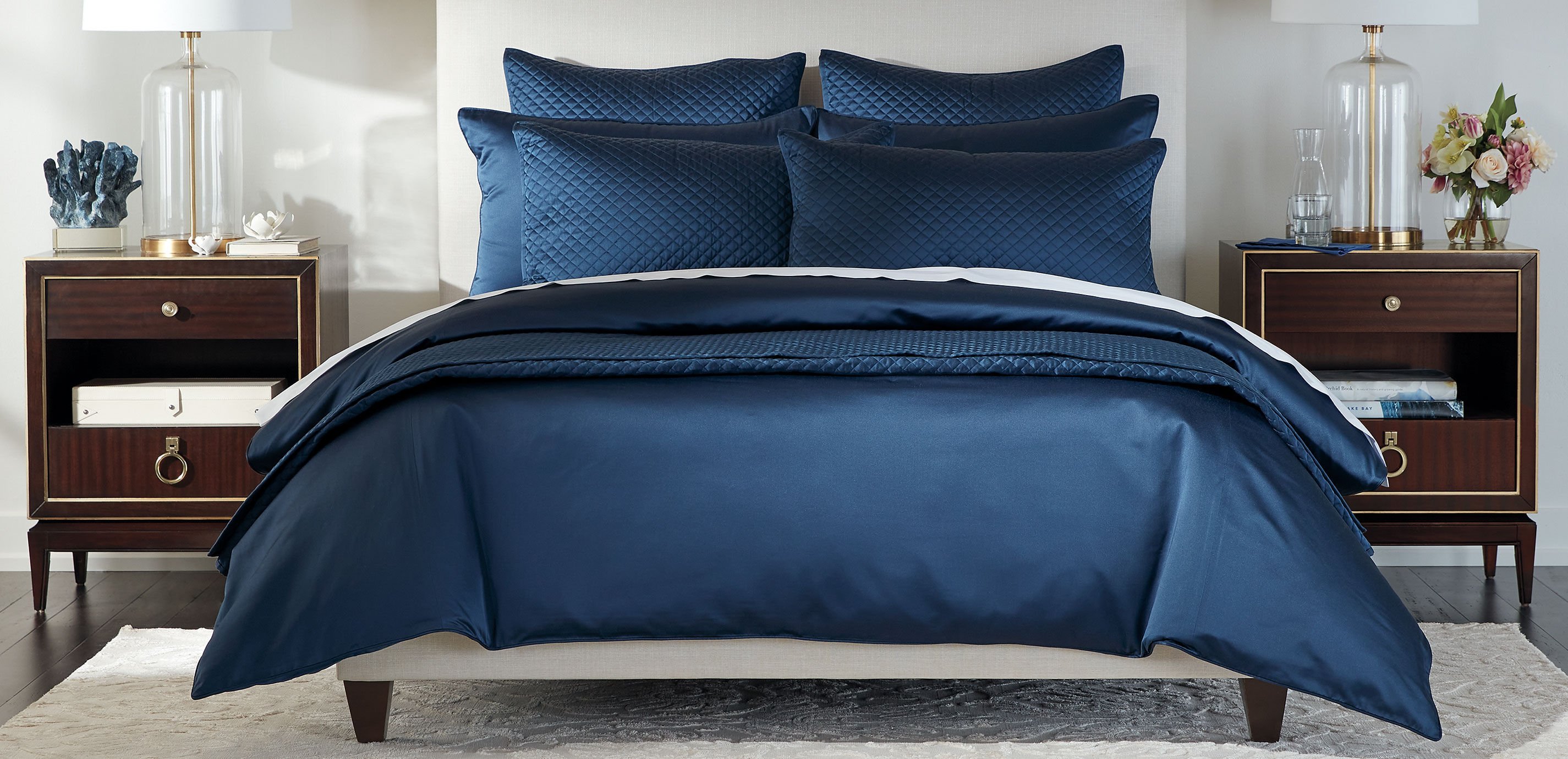 Salena Solid Duvet Cover and Shams Set, Navy_4