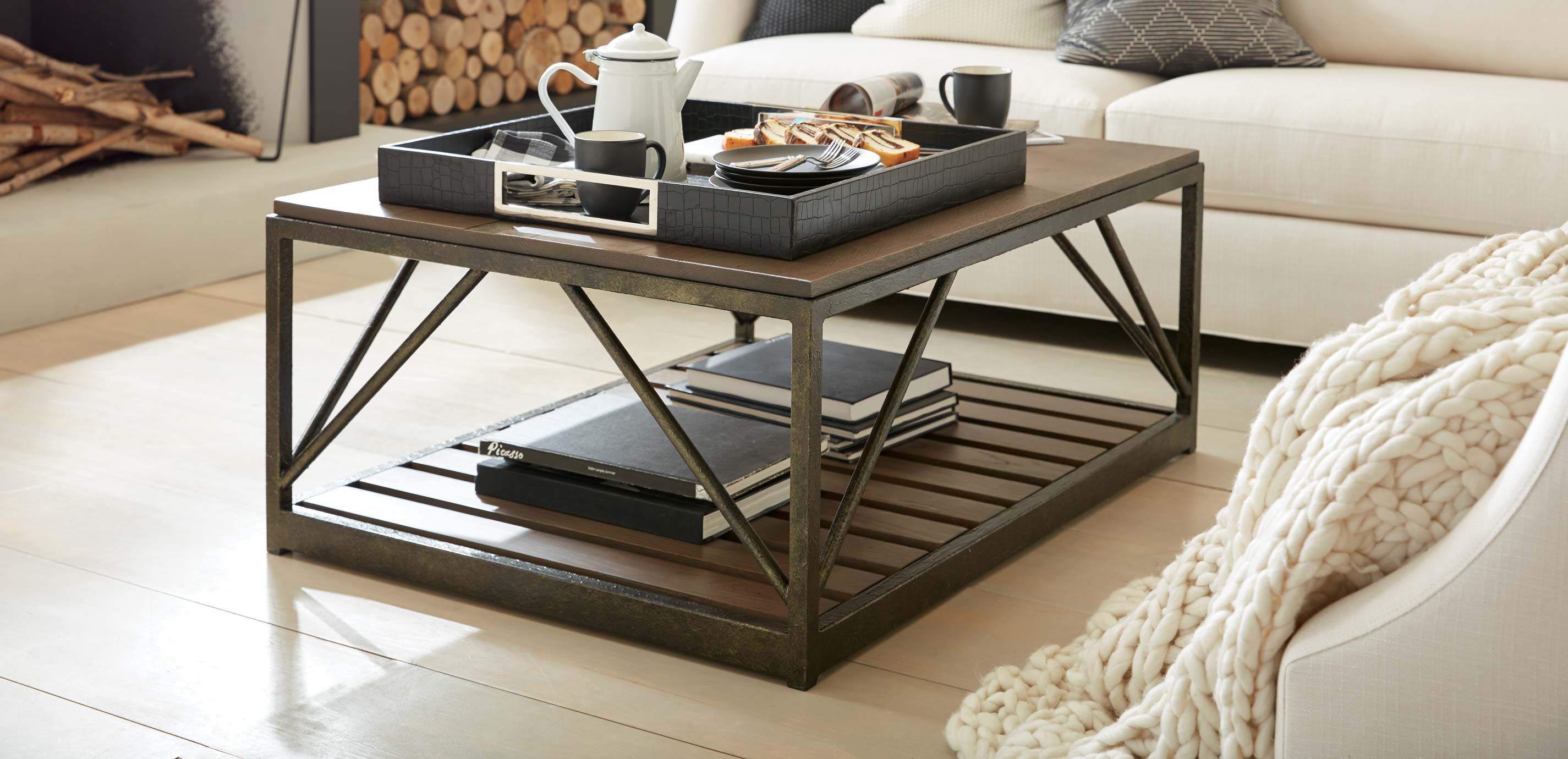 Beam Metal Base Coffee Table Coffee Tables Ethan Allen