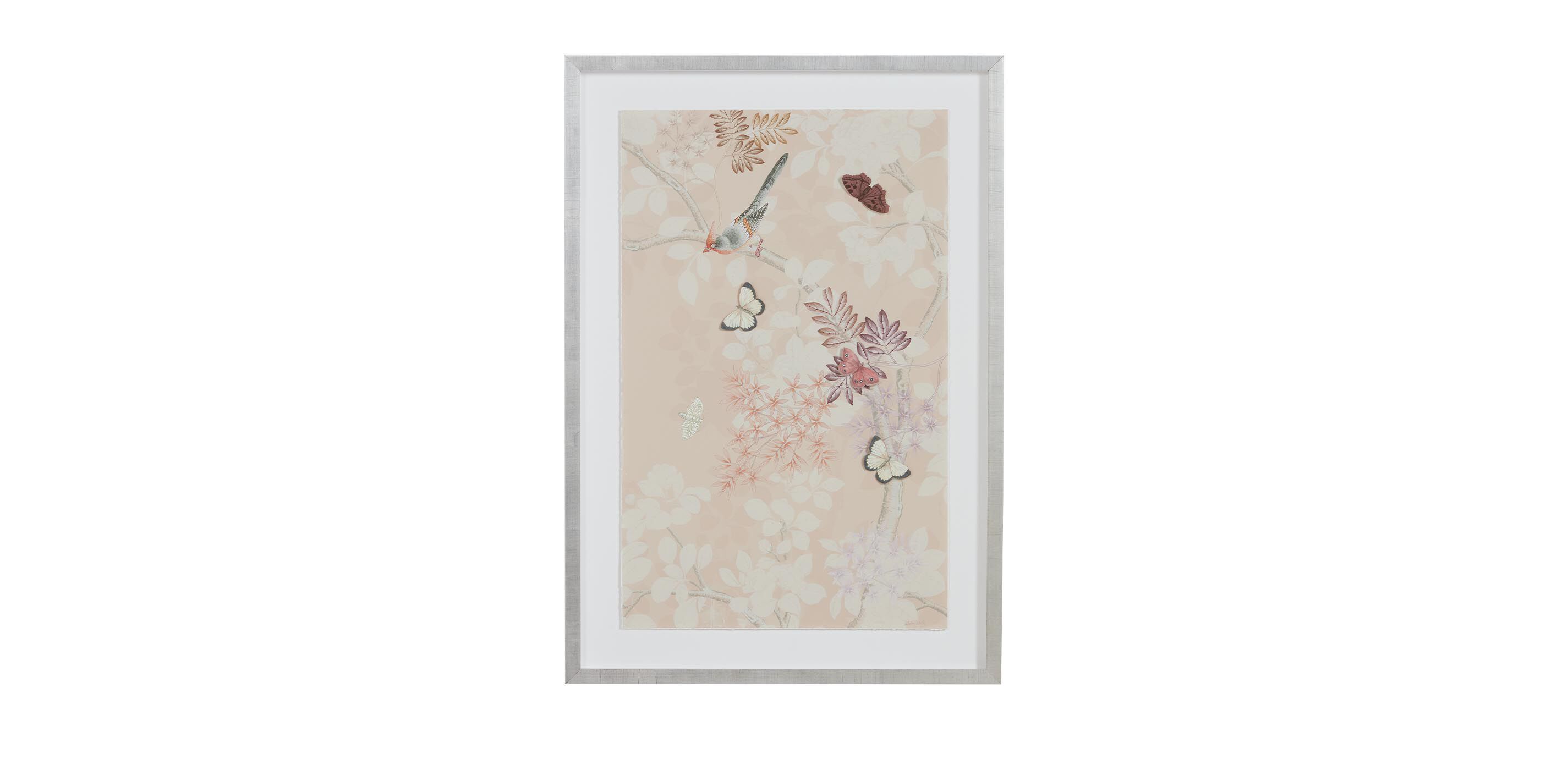 Triptych Pale Pink Chinoiserie