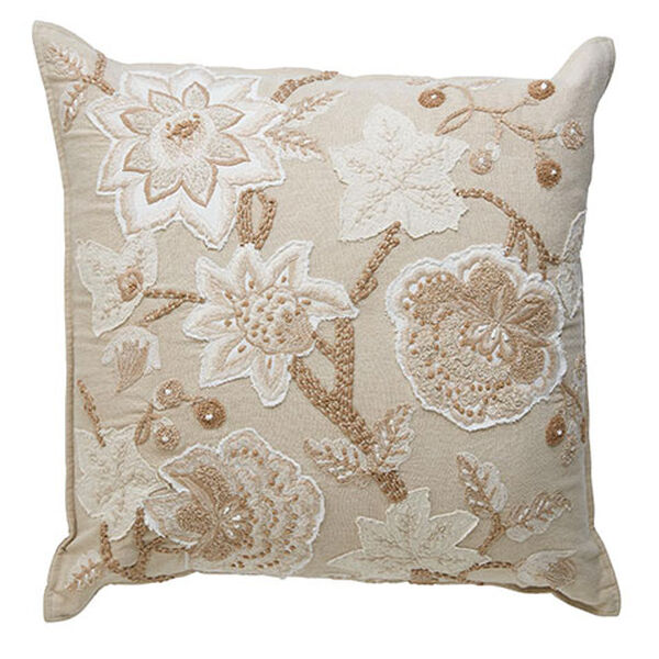 Embroidered Blossom Pillow