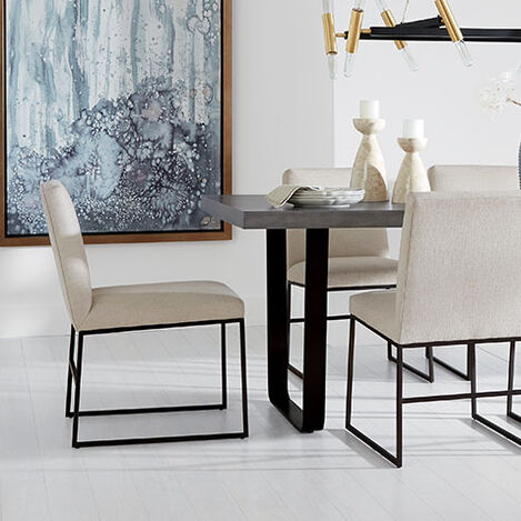 Jewel Dining Chair Metal Base Mixed Material Ethan Allen