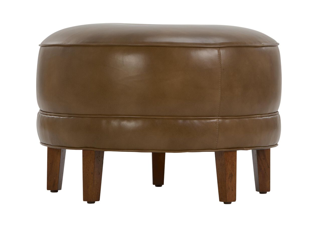 Nassau Round Leather Ottomans | Ottomans & Benches | Ethan Allen