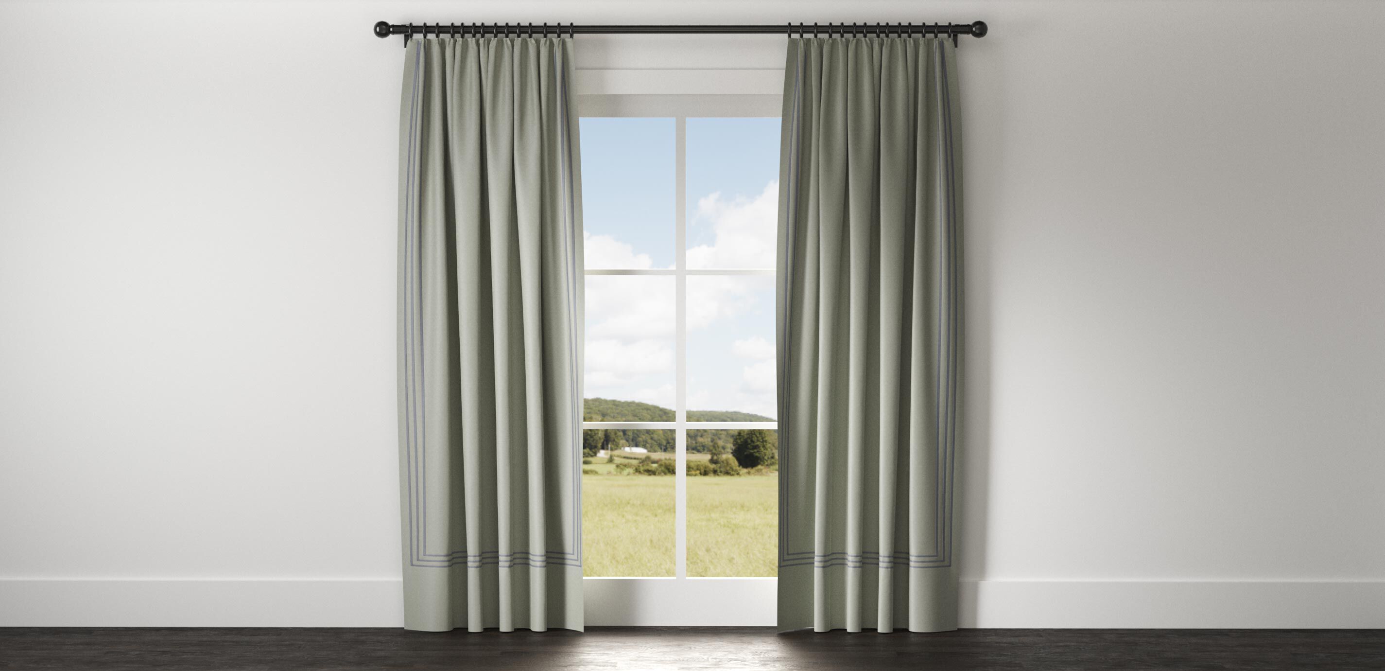 Satin Dupioni Drapery Panel with Trim Border