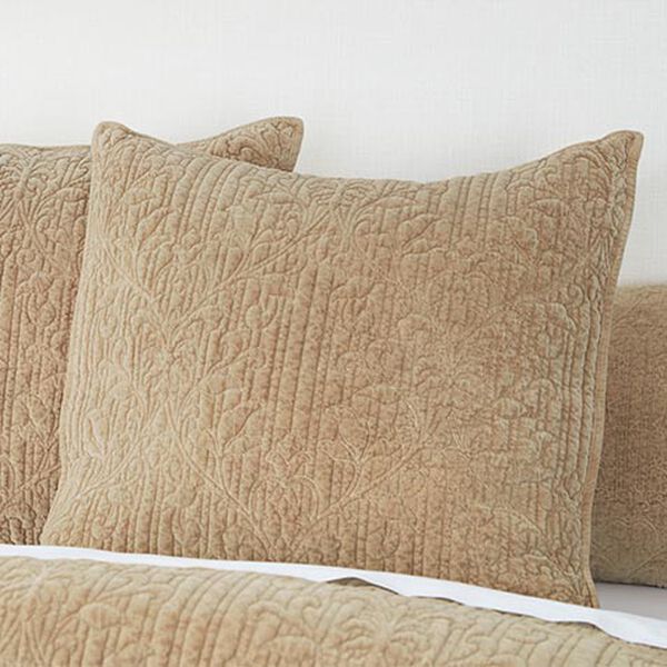 Garment-Dyed Velvet Euro Shams, Tan (set of 2)