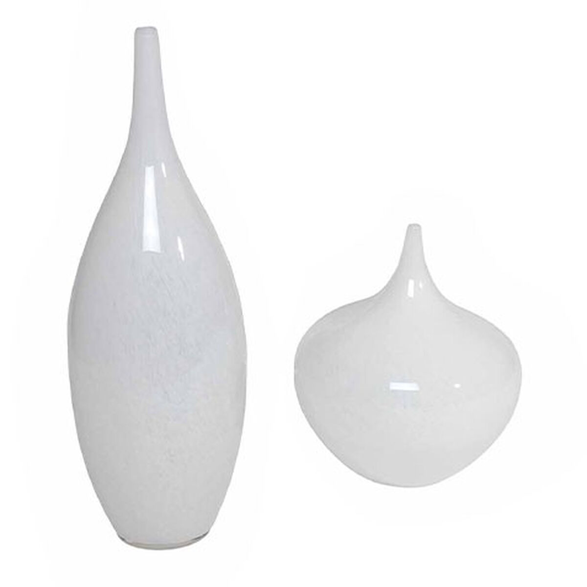 White Glass Goddess Vases